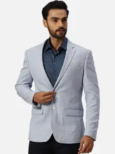 Park Avenue Checked Notched Lapel Slim-Fit Single Breasted Formal Blazer