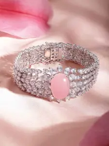 RUBANS Rhodium Plated Crystal CZ Marquise Demi-fine Luxury Bracelet