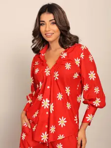 KAORI BY SHREYA AGARWAL Spread Collar Comfort Floral Printed Casual Shirt