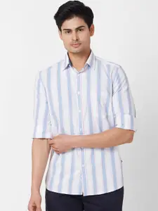 Parx Slim Fit Striped Printed Cotton Casual Shirt