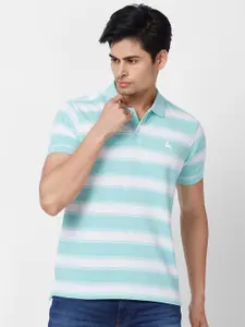 Parx Striped Polo Collar Cotton T-shirt