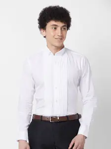 Raymond Spread Collar Long Sleeves Striped Contemporary-Fit Cotton Formal Shirt