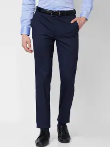 Raymond Men Contemporary Fit Self Designed Mid-Rise Formal Trouser