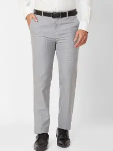 Raymond Men Checked Contemporary-Fit Formal Trousers