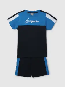 max Boys Colourblocked Mid Rise Cotton Sports Shorts