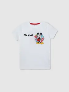 max Boys Mickey Mouse Printed Round Neck Cotton Casual T-shirt