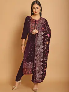Stylee LIFESTYLE Floral Embroidered Zari Velvet Unstitched Dress Material