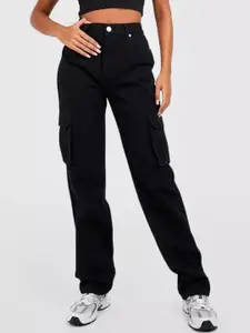 Kotty Women Black Jean Straight Fit High-Rise Stretchable Jeans