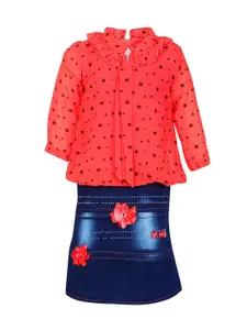 BAESD Print Georgette Mandarin Collar A-Line Dress