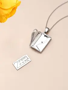 Ornate Jewels Sterling Silver Rhodium-Plated Love Letter Envelope Pendant With Chain