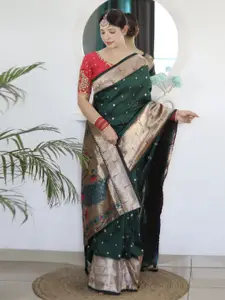DIVASTRI Polka Dots Woven Design Zari Pure Silk Paithani Saree