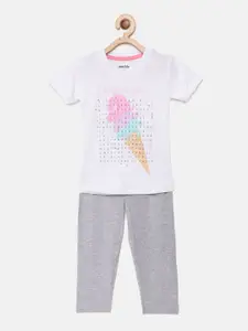 mackly Girls Graphic Printed Night suit