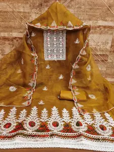 MANVAA Embroidered Organza Unstitched Dress Material