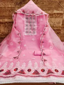 MANVAA Embroidered Organza Unstitched Dress Material