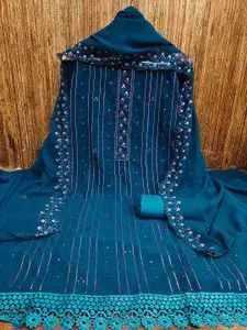 MANVAA Floral Embroidered Sequinned Unstitched Dress Material