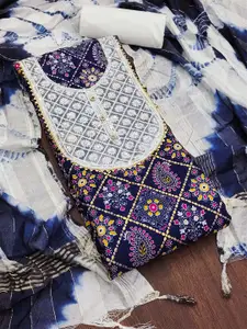 MANVAA Ethnic Motifs Embroidered Zari Unstitched Dress Material