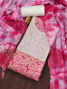 MANVAA Geometric Embroidered Sequinned Unstitched Dress Material