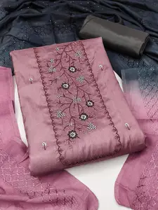 MANVAA Floral Embroidered Sequinned Unstitched Dress Material