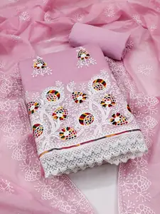 MANVAA Floral Embroidered Zari Unstitched Dress Material