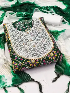 MANVAA Ethnic Motifs Embroidered Zari Unstitched Dress Material