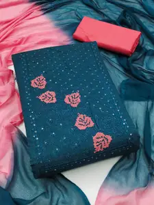 MANVAA Floral Embellished Sequence Work Unstitched Dress Material