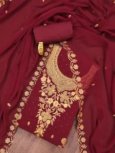 MANVAA Ethnic Motifs Embroidered Unstitched Dress Material