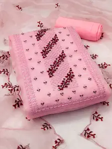 MANVAA Ethnic Motifs Embroidered Sequence Work Unstitched Dress Material