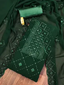 MANVAA Ethnic Motifs Embroidered Sequinned Unstitched Dress Material