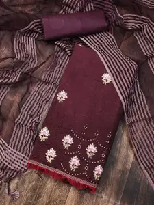 MANVAA Floral Embroidered Zari Unstitched Dress Material