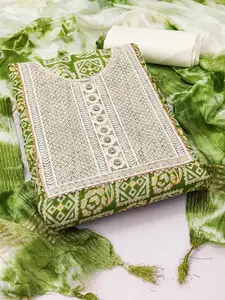 MANVAA Floral Embroidered Zari Unstitched Dress Material