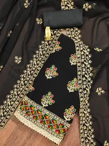 MANVAA Floral Embroidered Zari Unstitched Dress Material