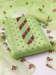 MANVAA Embroidered Organza Unstitched Dress Material