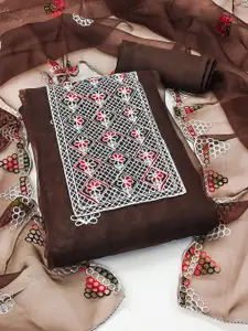 MANVAA Embroidered Organza Unstitched Dress Material