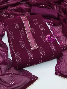 MANVAA Floral Embroidered Sequinned Unstitched Dress Material