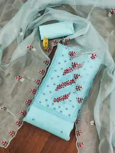 MANVAA Floral Embroidered Sequinned Unstitched Dress Material