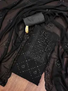 MANVAA Geometric Sequined Embroidered Unstitched Dress Material