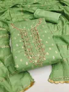 MANVAA Ethnic Beads & Stones Embellished Unstitched Dress Material