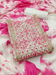 MANVAA Ethnic Zari Embroidered Unstitched Dress Material