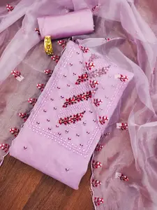 MANVAA Floral Sequined Embroidered Organza Unstitched Dress Material