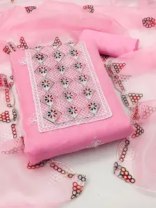 MANVAA Embroidered Organza Unstitched Dress Material