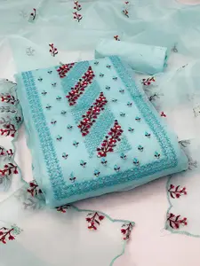 MANVAA Embroidered Organza Unstitched Dress Material