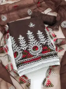 MANVAA Embroidered Organza Unstitched Dress Material