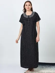 9shines Label Floral Printed Lace Maxi Nightdress