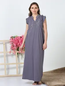 9shines Label Embroidered Maxi Nightdress