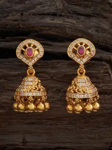 Kushal's Fashion Jewellery Gold-Plated Artificial Stones Studded Drop Earrings