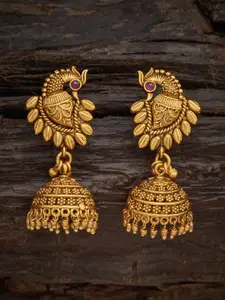 Kushal's Fashion Jewellery Gold-Plated Peacock Shaped Jhumkas Earrings
