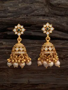 Kushal's Fashion Jewellery 92.5 Pure Silver Gold-Plated Dome Shaped Jhumkas