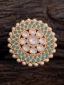 Kushal's Fashion Jewellery Gold-Plated Kundan Studded Finger Ring