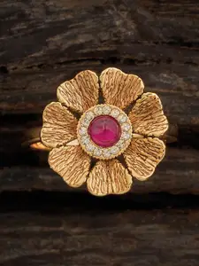 Kushal's Fashion Jewellery Gold Plated Stone Studded Adjustable Finger Ring
