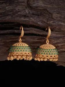 Kushal's Fashion Jewellery Gold-Plated Dome Shaped Jhumkas Earrings